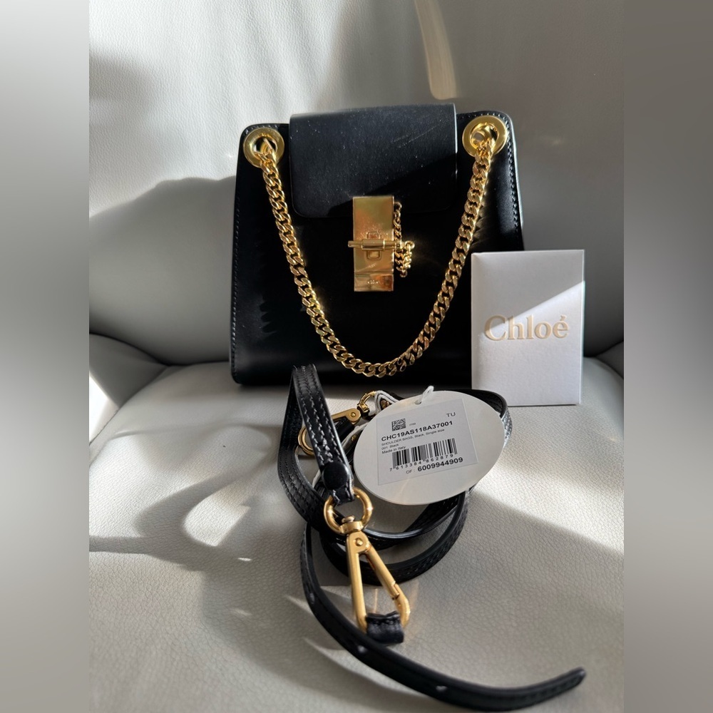 NWT Chloé Black & Gold Leather Mini Annie Shoulder Bag Barney’s New York - Picture 3 of 6